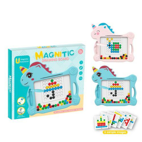 Досточка для малювання Єдиноріг, 28*25*1,5см, магнитна гра, магнитна мозаїка, картки, 2 кольори, в кор. 28,5*25,5*2,5см   арт: 761-11
