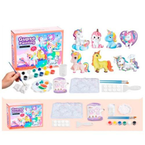 Набір для творчості розмальовка, формочки (єдиноріг), гіпс, фарби, пензлик, палітра, в кор. 22*17*6см  арт: LC41-6F