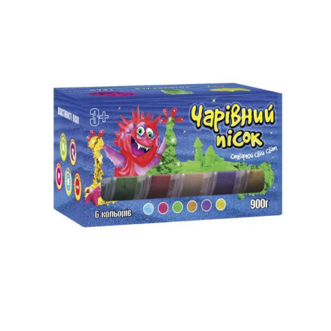 Волшебный песок 6 цветов по 0,150 кг, в кор. 19,5*10,5*10см, ТМ Стратег, Украина