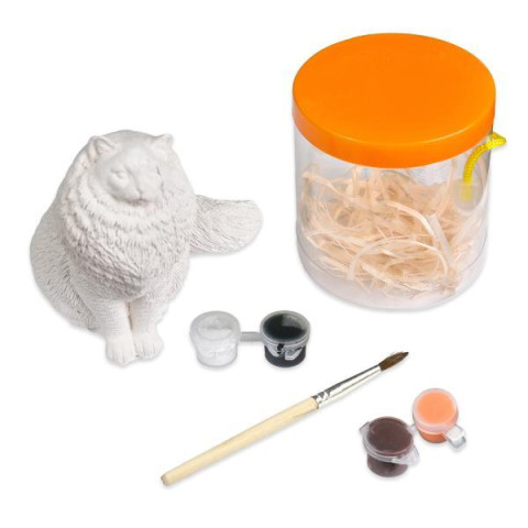 Набір для творчості "Гіпсова розмальовка. Котик", банка 10*9*9см, ТМ Стратег, Україна арт: 30943S