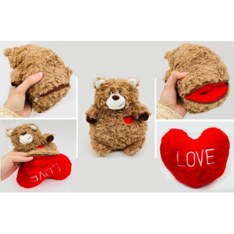 М'яка іграшка вивертушка Ведмедик-серце 23см арт: GY-7