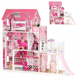 Деревянная игрушка Домик 90*30*108см, 3 этажа, мебель, горка, в кор. 37,5*96*18,5см 