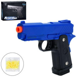 Пистолет 19см, пластиковые пули, синий, в кор. 23*17*4см 
