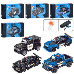 Конструктор р/к 2,4G, машина, поліція, 1:16, акум, USBзарядне, від 396дет, 4 види, в кор. 32*19,5*7,5см  арт: 70022-3-4-5D