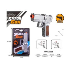 Пистолет металлический под пистоны, на планшетке 20,5*14*3,5см 