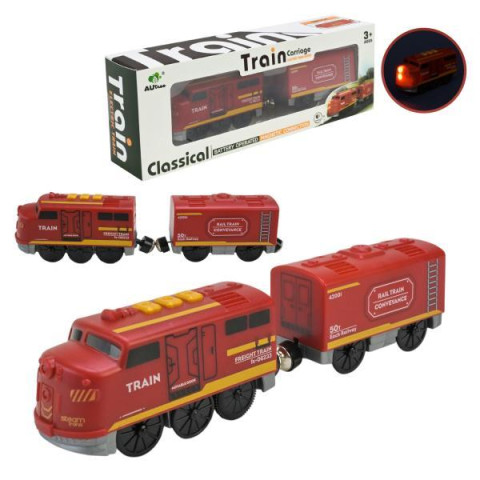 Поезд бат. магнит. вагончики свет,, звук, в кор. 24,8*8,5*5см 