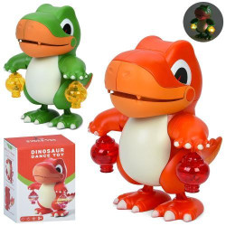 Музыкальная игрушка динозавр, 19,5см, танцует, музыка, светло, 2 цвета, на батар., в кор. 14,5*20*13,5см 