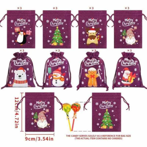 Мешочек 12*10см для подарков с рисунком ЦЕНА ЗА УП. 24ШТ, ком. 20*14см