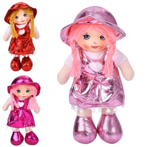 Кукла 35см, мягконабивная, петелька, 3 цвета, пак. 19*35*10см 