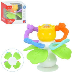 Брязкальце квітка, 11*11*11см, прорізувач, тріскачка, на присосці, текстурні деталі, сенсорна гра, в кор. 11,5*11,5*11,5см   арт: HE0197