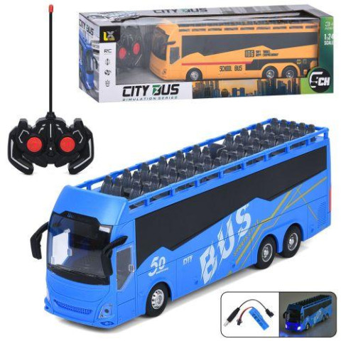 Автобус р/к, акумулятор, 30см, 1:24, світло, гумові колеса, USBзарядне, 2 кольори, в кор. 43*13*10см  арт: 197-5-6