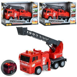 Пожарная машина 23см, инерция, звук, свет, подвижные детали, 3 вида, на батаре. 