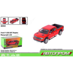Машина мет. &quot;АВТОПРОМ&quot; 1:34 Ford F-150 SVT Raptor, бат., світ., звук, відчиняються двері, в кор. 20*11*10см  арт: 68363червона