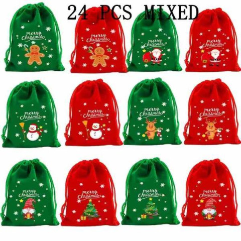Мешочек 12*10см для подарков с рисунком ЦЕНА ЗА УП. 24ШТ., пак.14*18см
