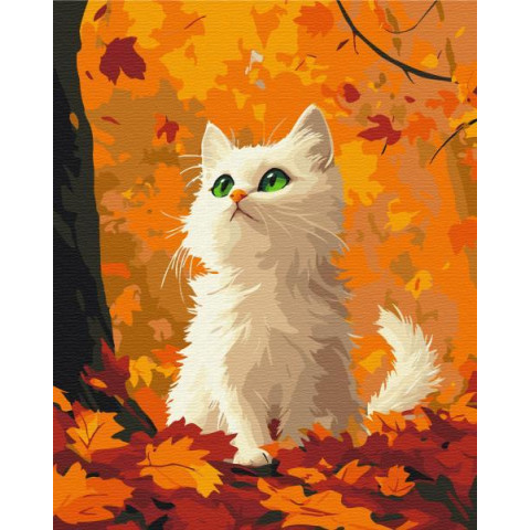 Картина за номерами Киця в опалому листі, 40*50см, ТМ Brushme, Україна арт: BS54180