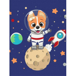 Картина за номерами Коргі в космосі 30х40см, термопакет, ТМ Brushme, Україна арт: KBS0099