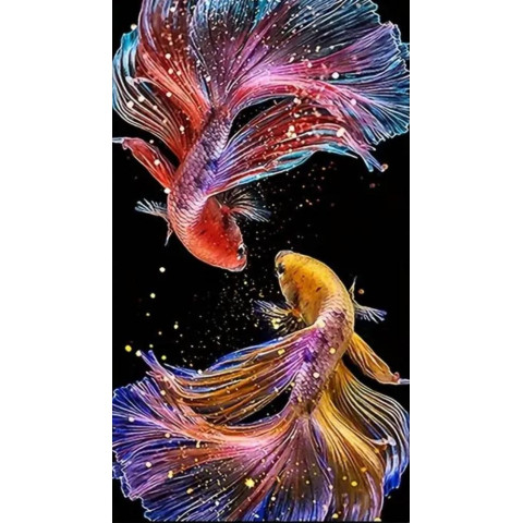 Алмазна мозаїка "Півники: Дуель фарб", 40*50см, на підрамнику, в кор. 41*51*2,5см, ТМ Dreamtoys арт: S40110