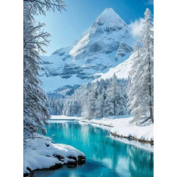 Алмазная мозаика "Бирюза среди снега" 40*50см, на подрамнике, в кор. 41*51*2,5см, ТМ Dreamtoys