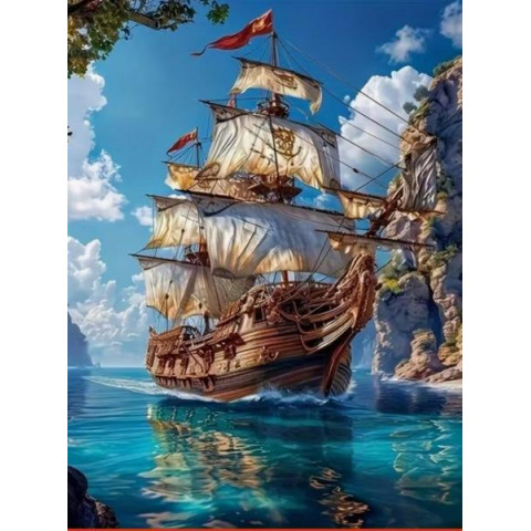Алмазна мозаїка "Піратський Фрегат", 40*50см, на підрамнику, в кор. 41*51*2,5см, ТМ Dreamtoys арт: S40124