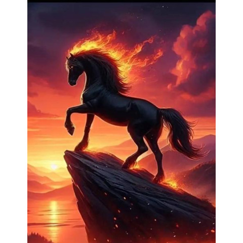 Алмазна мозаїка "Вогняна грива", 40*50см, на підрамнику, в кор. 41*51*2,5см, ТМ Dreamtoys арт: S40126