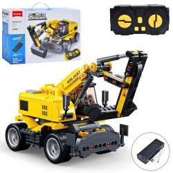 Конструктор SLUBAN Экскаватор, р/у, 2,4G, 24см, 353дет, фигурка, аккумулятор, USB зарядное, в кор. 38*29*10см 