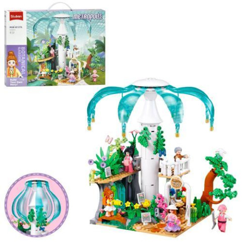 Конструктор SLUBAN рожева серія, ботанічний сад, 21,9см, фігурки, 515дет, в кор. 42,5*33*6,5см  арт: M38-B1376