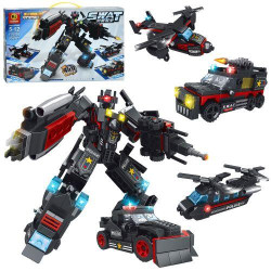 Конструктор 4в1, робот+транспорт, 452дет, в кор. 48*30*7см 