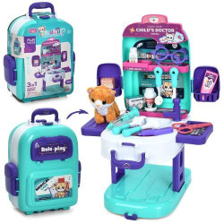 Набір гральний «грумер», набір лікаря, 3в1(стіл 39*30*51см, чемодан), кіт (плюш,11см), мийка-ллється вода(механіч), 27пр, в кор. 23*31*13,5см   арт: T2157-9