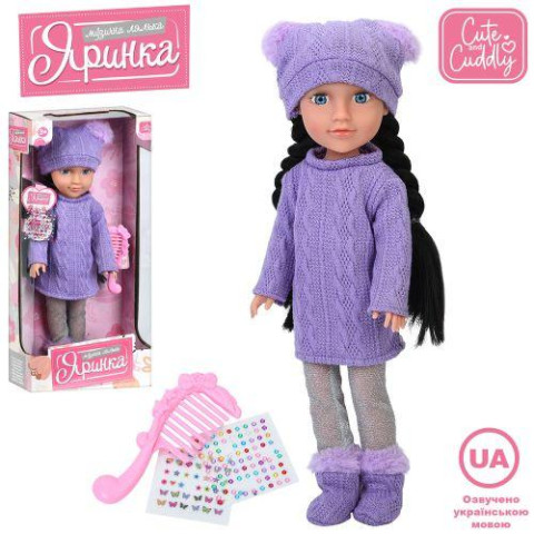 Лялька Яринка, 40см, музика(укр), пісні, гребінець, стрази-наліпки, на бат(табл), в кор. 20*43*9,5см  арт: M6232IUA