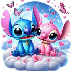 Алмазна мозаїка "Стіч на м'якій хмаринці", 20*20см, на рамці, в кор. 21*21*2,5см, ТМ Dreamtoys арт: S10382