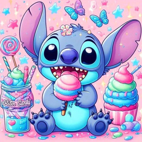 Алмазна мозаїка "Стіч - ласунчик", 20*20см, на рамці, в кор. 21*21*2,5см, ТМ Dreamtoys арт: S10385