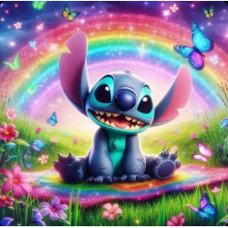 Алмазная мозаика "Радужное счастье Стича", 20*20см, на рамке, кор. 21*21*2,5см, ТМ Dreamtoys