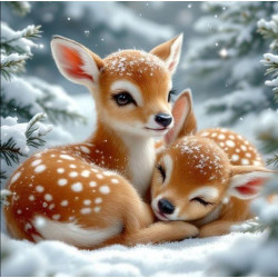 Алмазная мозаика "Лесной уют для оленят", 20*20см, на рамке, кор. 21*21*2,5см, ТМ Dreamtoys