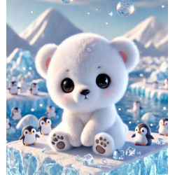 Алмазная мозаика "Медвежонок и маленькие спутники", 20*20см, на рамке, кор. 21*21*2,5см, ТМ Dreamtoys