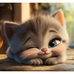 Алмазна мозаїка "Привіт від муркотуна", 20*20см, на рамці, в кор. 21*21*2,5см, ТМ Dreamtoys арт: S10414