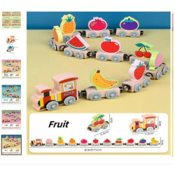 Поезд магнитный "Фрукты" деревянный, в кор. 22*5*17см 