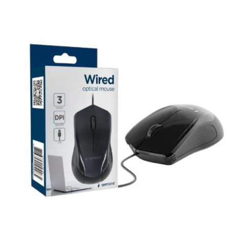 Миша Gembird MUS-3B-02, дротова, оптична USB, чорний, в кор. 9*12,5*4см (20) арт: 104265