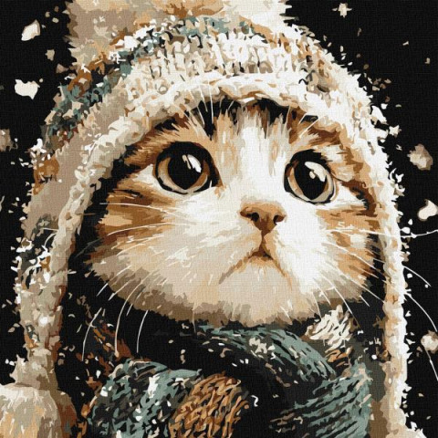 Картина за номерами "Сніговий котик" 40*40см, термопакет, ТМ Ідейка, Україна арт: KHO6847