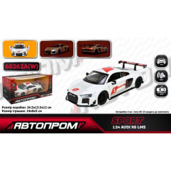 Машина мет. АВТОПРОМ 1:24 Audi R8 LMS, бат, світло, звук, відкр.двері, в кор. 24,5*12см  арт: 68262A(W)