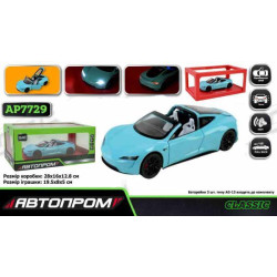 Машина мет. АВТОПРОМ 1:24 Tesla roadster, бат, світло, звук, відкр.двері, в кор. 28*16*12,8см  арт: AP7729бірюза