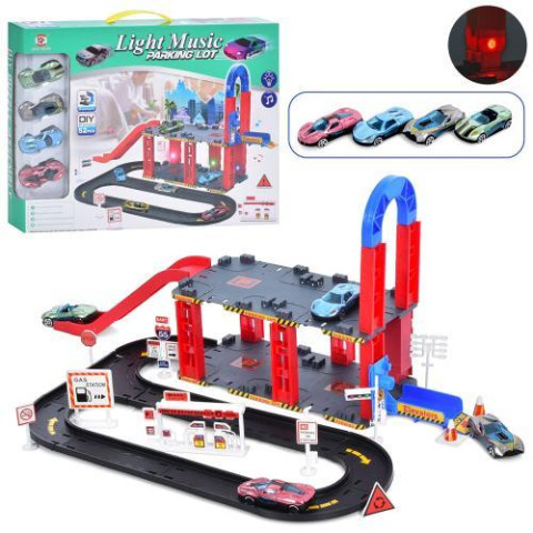 Детский игровой набор Паркинг 50*33*20см, машинка 4шт, звук, свет, на батар., в кор. 43*32,4*5см 