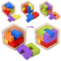 Деревянная игрушка 3D тетрис, логическая игра, куб-головоломка, 4 вида, пак. 4,5*4,5*4,5см 