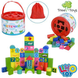 Деревянная игрушка LIMO TOY Строительные блоки Поселок, фигуры 