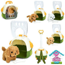 Собака 16см, ходить, звук, рухливий хвіст, плюш, кістка, 4 види, рюкзак (2колеса,ручка), пак. 21*20*17см   арт: 777-114B