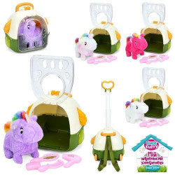 Конячка 18см, ходить, звук, рухливий хвіст, плюш, набір грумера, 4 види, рюкзак (2колеса,ручка), пак. 21*20*17см   арт: 777-114D