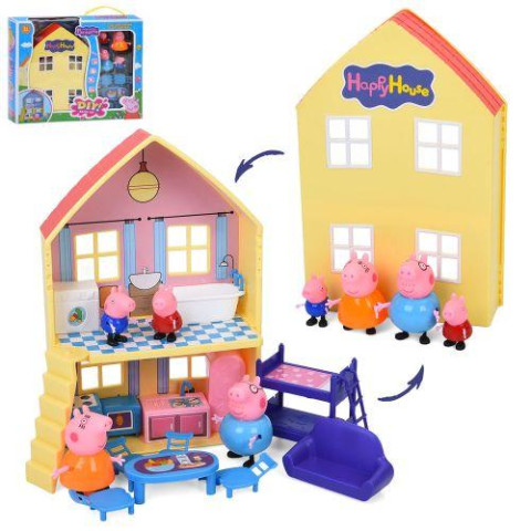 Домик PP, 19,5*8,5*29см, 2 этажа, мебель, фигурки 4шт 