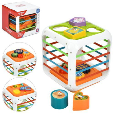 Гра куб, 14,5*14,5*16см, грані-резинки, фігурки, шестерні, пискавка, рухливі деталі, в кор. 16*14,5*15см  арт: HE0555