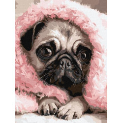 Картина за номерами "Закутаний Мопс" 30х40см, термопакет, ТМ Ідейка, Україна арт: KHO6839