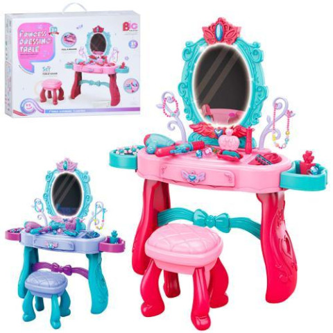 Трюмо 69*24,2*79,4см, стульчик, зеркало-свет, аксессуары, 31предмет, 2 цвета, на батаре. в корр. 46*38*15см 