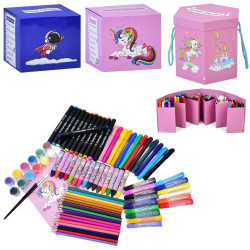 Набор для творчества 83 предмета, краски, карандаши, фломастеры, клипсы, воск.мел, 2 вида, в кор. 21*19,5*18,5см 